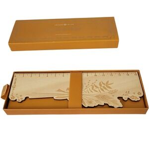 Archer & Olive Wooden Ruler Floral Inscribed Never Used new in Box